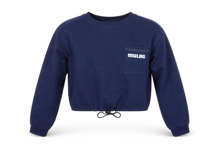 Kansas Women’s Blue M Cropped Logo Pocket Drawstring Sweatshirt