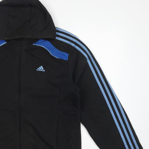 Adidas Men’s Black Blue M Full Zip Climacool Hooded Sports Hoodie