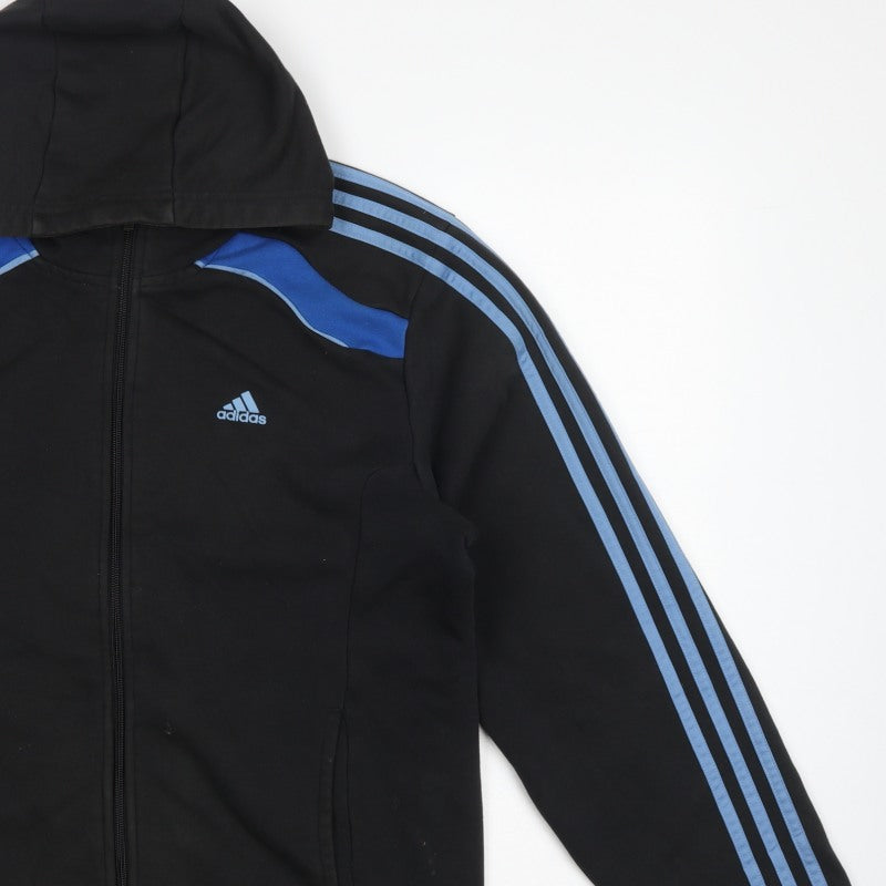 Adidas Men’s Black Blue M Full Zip Climacool Hooded Sports Hoodie