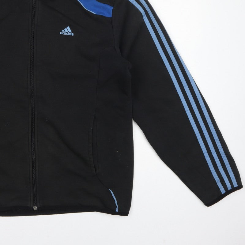 Adidas Men’s Black Blue M Full Zip Climacool Hooded Sports Hoodie