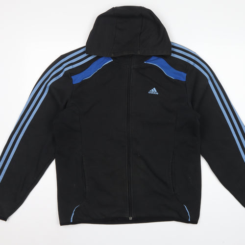 Adidas Men’s Black Blue M Full Zip Climacool Hooded Sports Hoodie