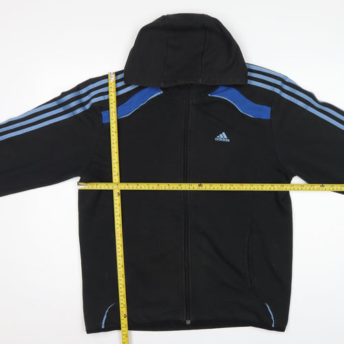Adidas Men’s Black Blue M Full Zip Climacool Hooded Sports Hoodie