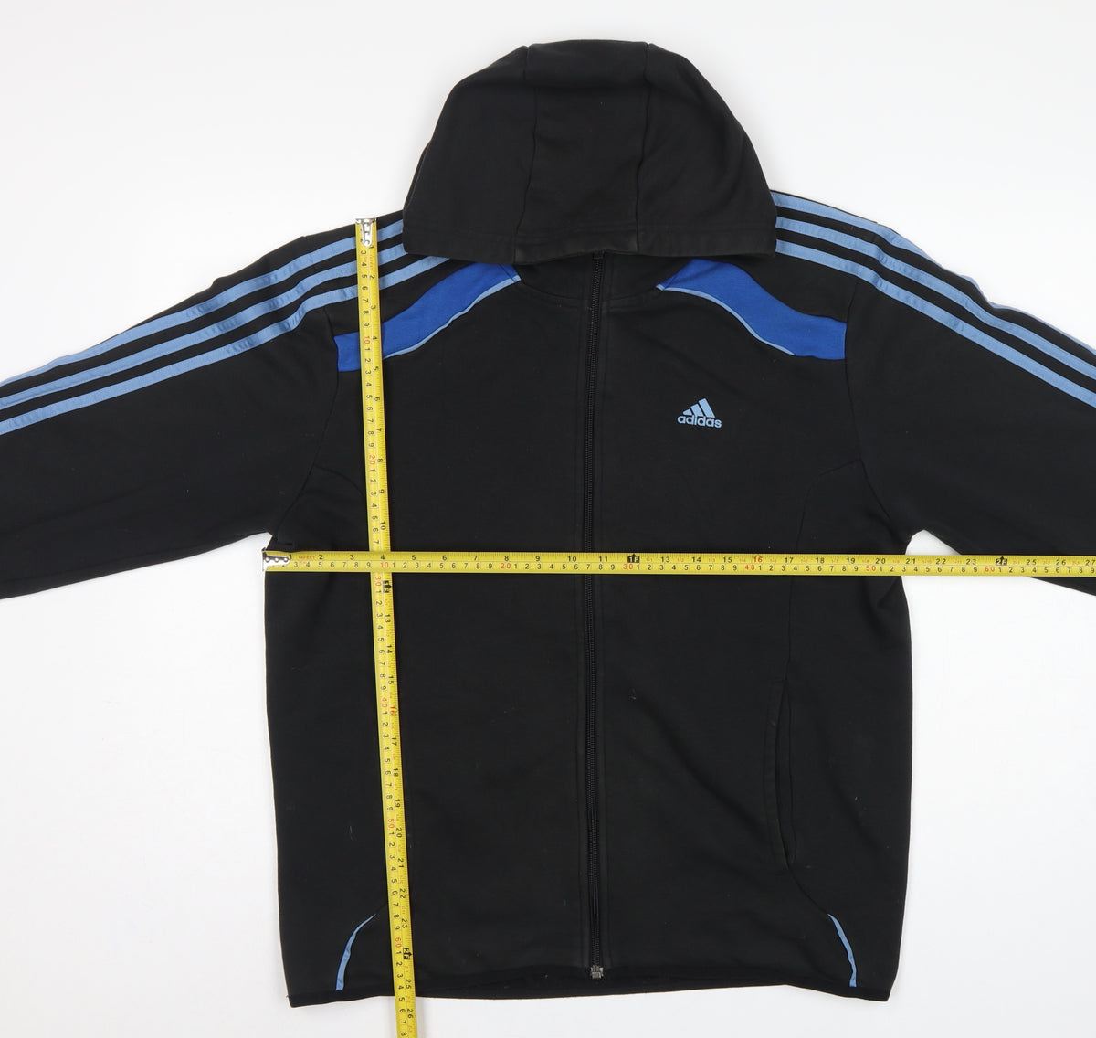 Adidas Men’s Black Blue M Full Zip Climacool Hooded Sports Hoodie