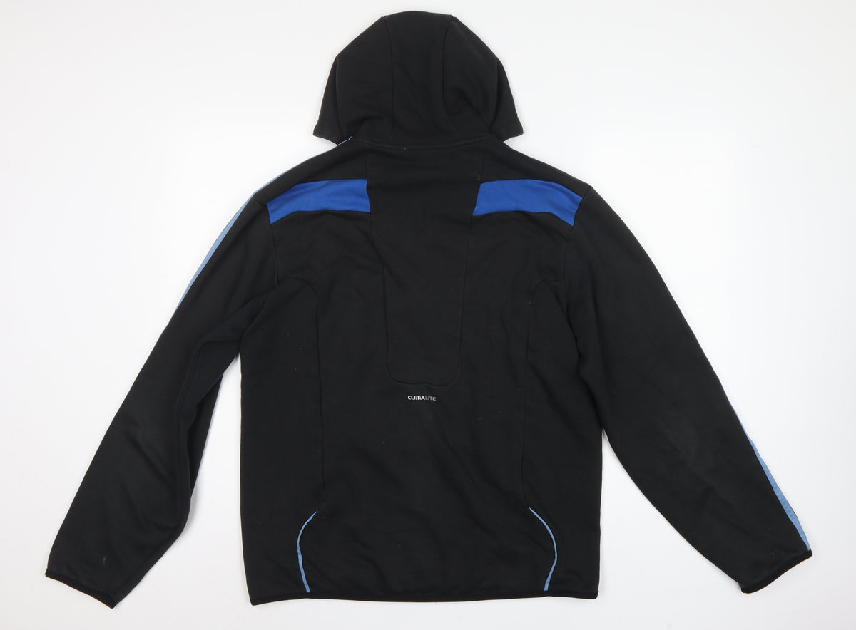 Adidas Men’s Black Blue M Full Zip Climacool Hooded Sports Hoodie