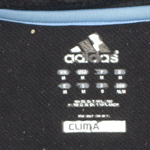 Adidas Men’s Black Blue M Full Zip Climacool Hooded Sports Hoodie