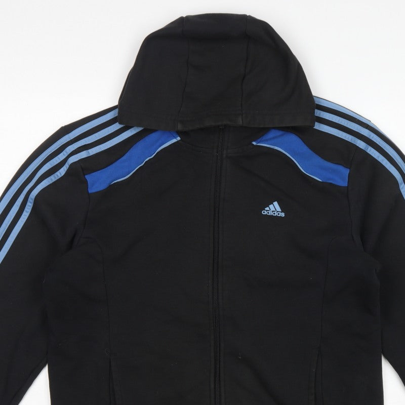 Adidas Men’s Black Blue M Full Zip Climacool Hooded Sports Hoodie