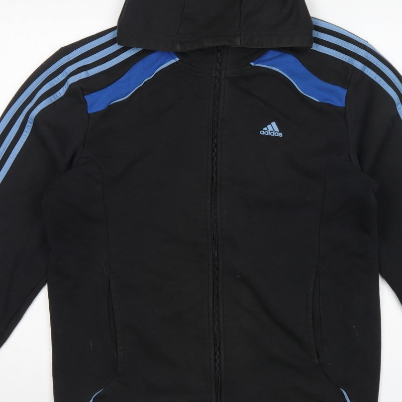 Adidas Men’s Black Blue M Full Zip Climacool Hooded Sports Hoodie