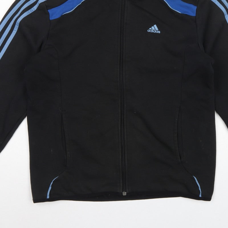 Adidas Men’s Black Blue M Full Zip Climacool Hooded Sports Hoodie