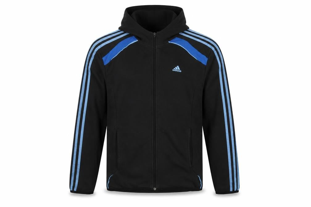 Adidas Men’s Black Blue M Full Zip Climacool Hooded Sports Hoodie