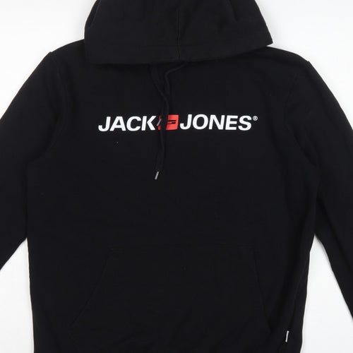 Jack & Jones Men’s Black L Logo Graphic Pullover Hoodie