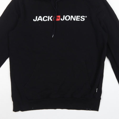 Jack & Jones Men’s Black L Logo Graphic Pullover Hoodie