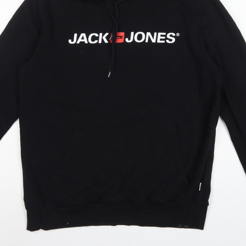 Jack & Jones Men’s Black L Logo Graphic Pullover Hoodie