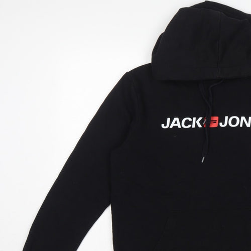 Jack & Jones Men’s Black L Logo Graphic Pullover Hoodie