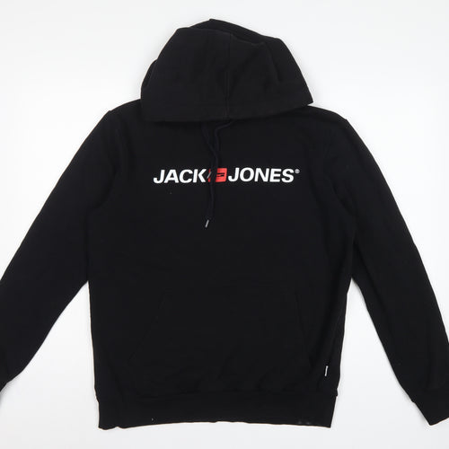 Jack & Jones Men’s Black L Logo Graphic Pullover Hoodie