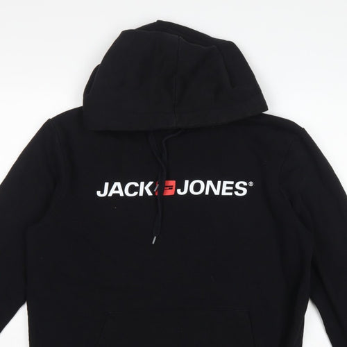 Jack & Jones Men’s Black L Logo Graphic Pullover Hoodie