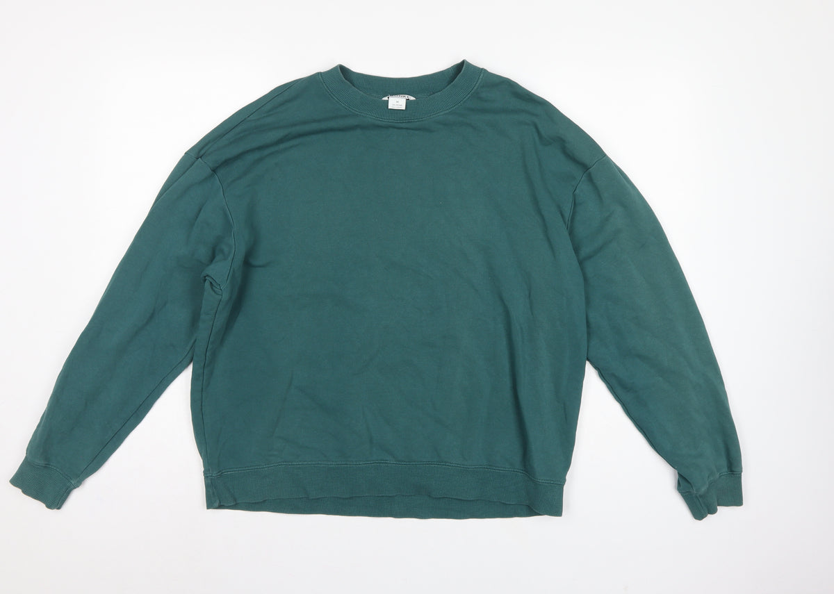 Back view of Monki Women’s Green, size UK 12, Relaxed Crew Neck Pullover Sweatshirt
