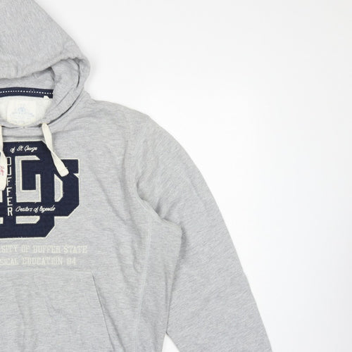 Duffer St George Men’s Grey L Pullover Hoodie College Logo Fleece Pockets