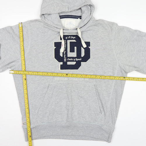 Duffer St George Men’s Grey L Pullover Hoodie College Logo Fleece Pockets