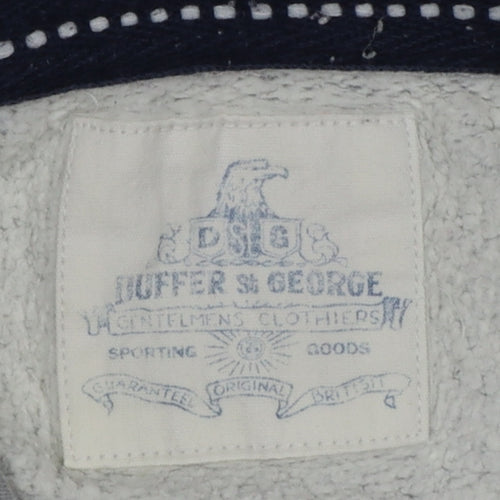 Duffer St George Men’s Grey L Pullover Hoodie College Logo Fleece Pockets