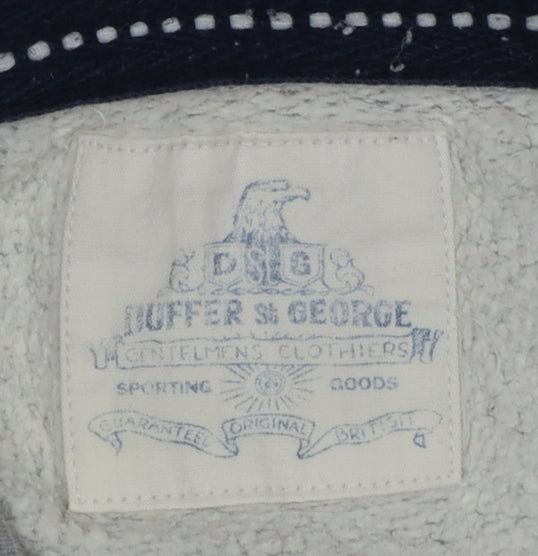 Duffer St George Men’s Grey L Pullover Hoodie College Logo Fleece Pockets