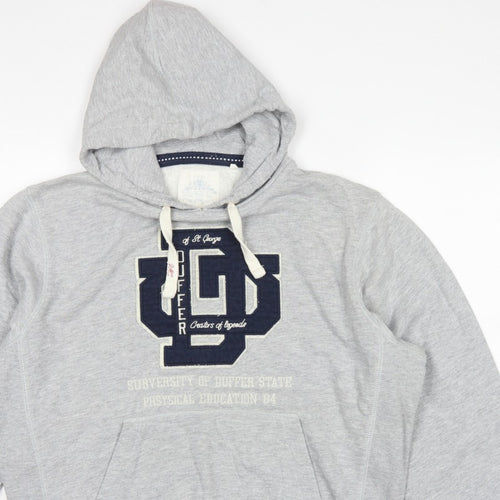 Duffer St George Men’s Grey L Pullover Hoodie College Logo Fleece Pockets