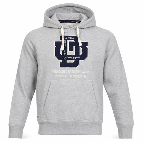 Duffer St George Men’s Grey L Pullover Hoodie College Logo Fleece Pockets