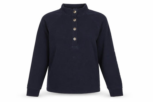 Front view of Baukjen Women’s Navy Blue UK 8 Henley Button Sweatshirt