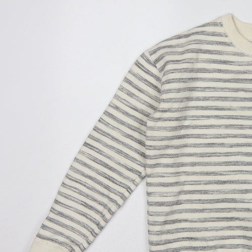 Mint Velvet Women’s Ivory Grey Stripe Embroidered Sweatshirt UK 10