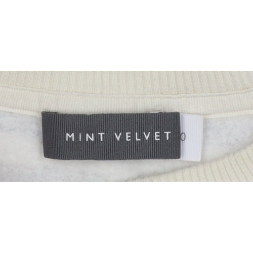 Mint Velvet Women’s Ivory Grey Stripe Embroidered Sweatshirt UK 10