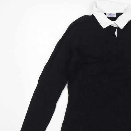 Front Row Women’s Black White Collared Long Sleeve Polo Top M