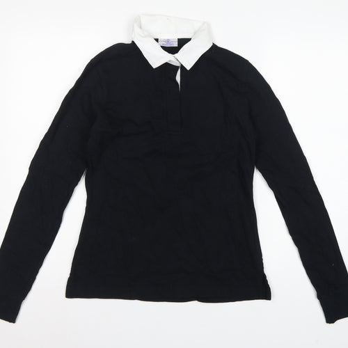 Front Row Women’s Black White Collared Long Sleeve Polo Top M
