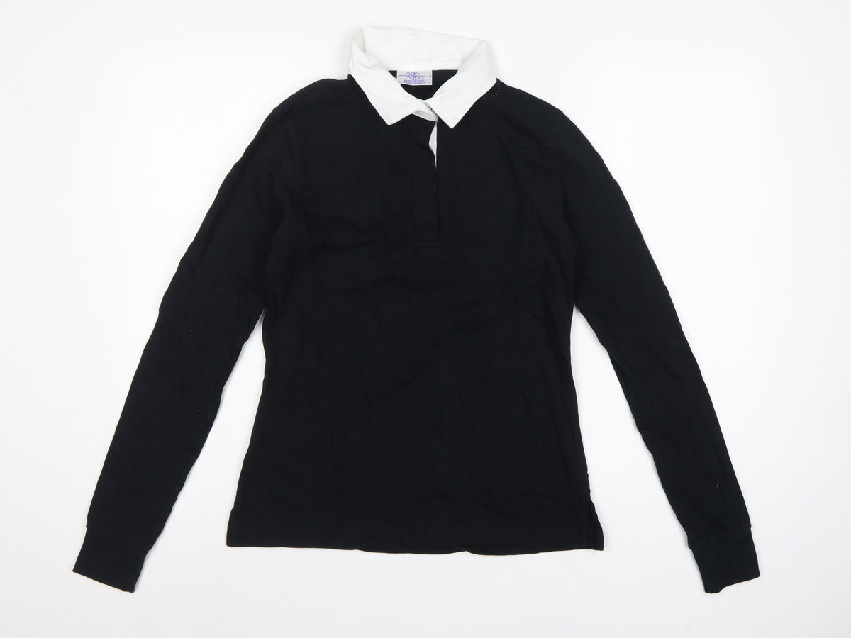 Front Row Women’s Black White Collared Long Sleeve Polo Top M