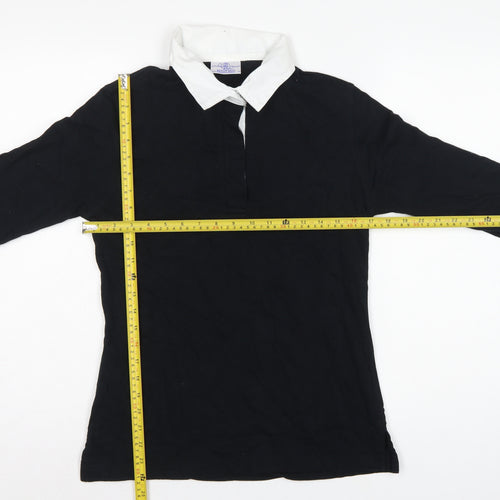 Front Row Women’s Black White Collared Long Sleeve Polo Top M