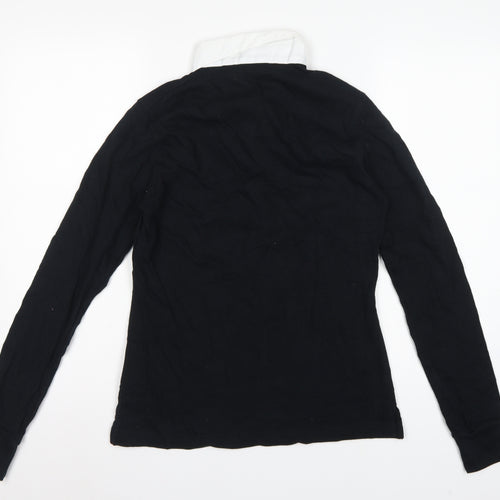 Front Row Women’s Black White Collared Long Sleeve Polo Top M