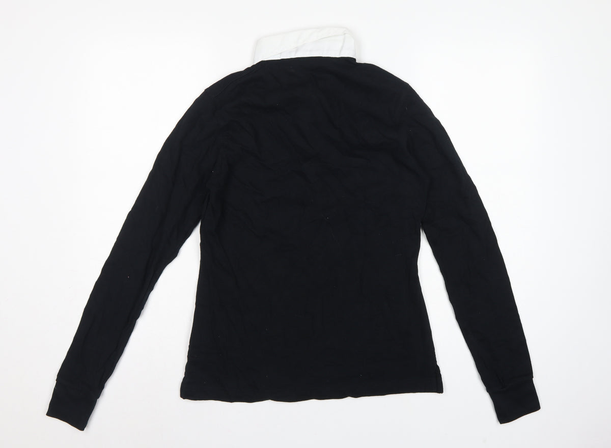 Front Row Women’s Black White Collared Long Sleeve Polo Top M