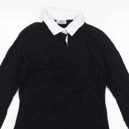 Front Row Women’s Black White Collared Long Sleeve Polo Top M