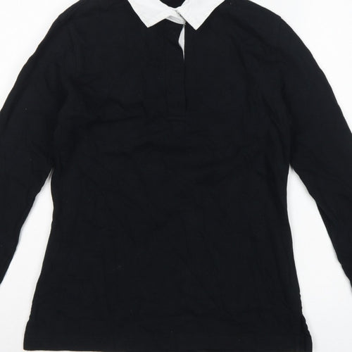 Front Row Women’s Black White Collared Long Sleeve Polo Top M