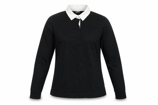 Front Row Women’s Black White Collared Long Sleeve Polo Top M