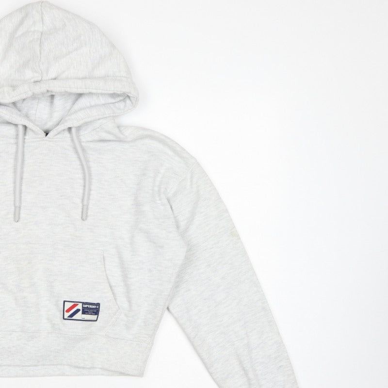 Additional view of Superdry Women’s Grey UK 10 Logo Pullover Hoodie Cropped