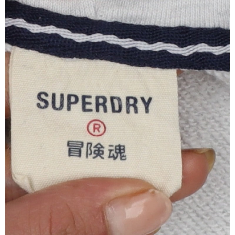 Additional view of Superdry Women’s Grey UK 10 Logo Pullover Hoodie Cropped