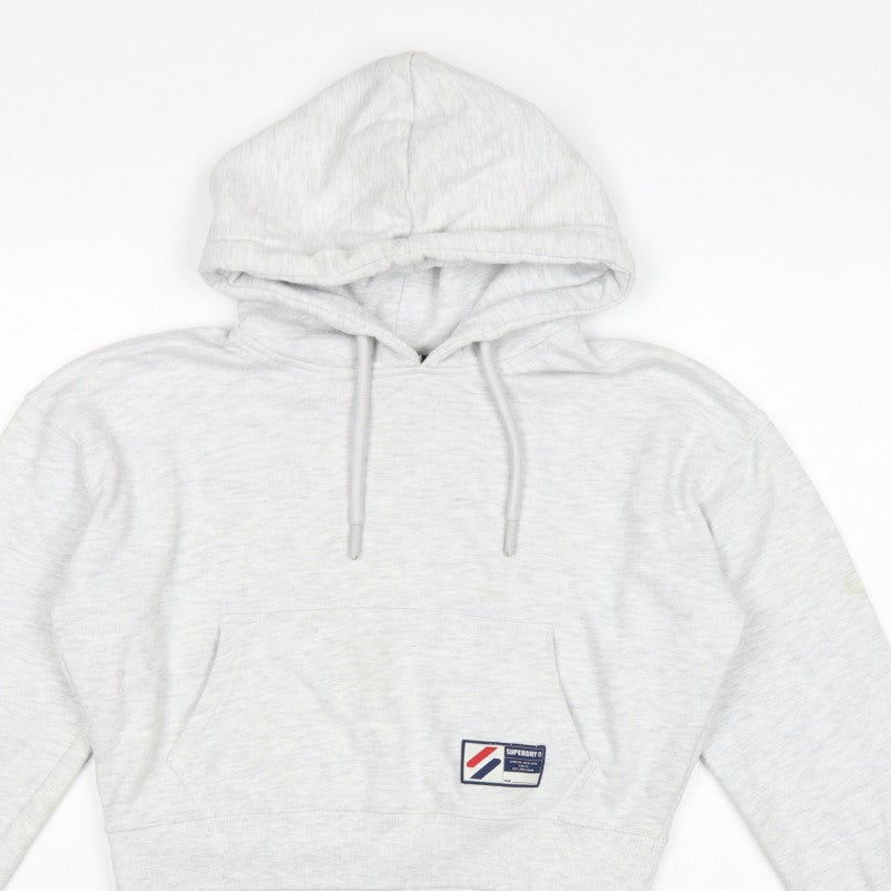 Additional view of Superdry Women’s Grey UK 10 Logo Pullover Hoodie Cropped