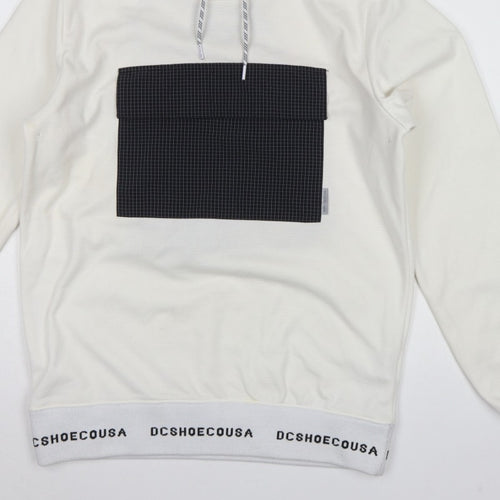 DC Shoes Men’s Ivory M Pullover Hoodie DWR Logo Check Pocket