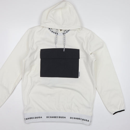 DC Shoes Men’s Ivory M Pullover Hoodie DWR Logo Check Pocket