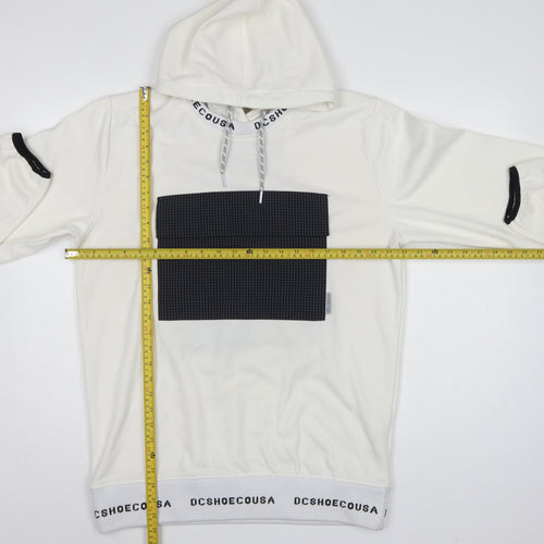DC Shoes Men’s Ivory M Pullover Hoodie DWR Logo Check Pocket