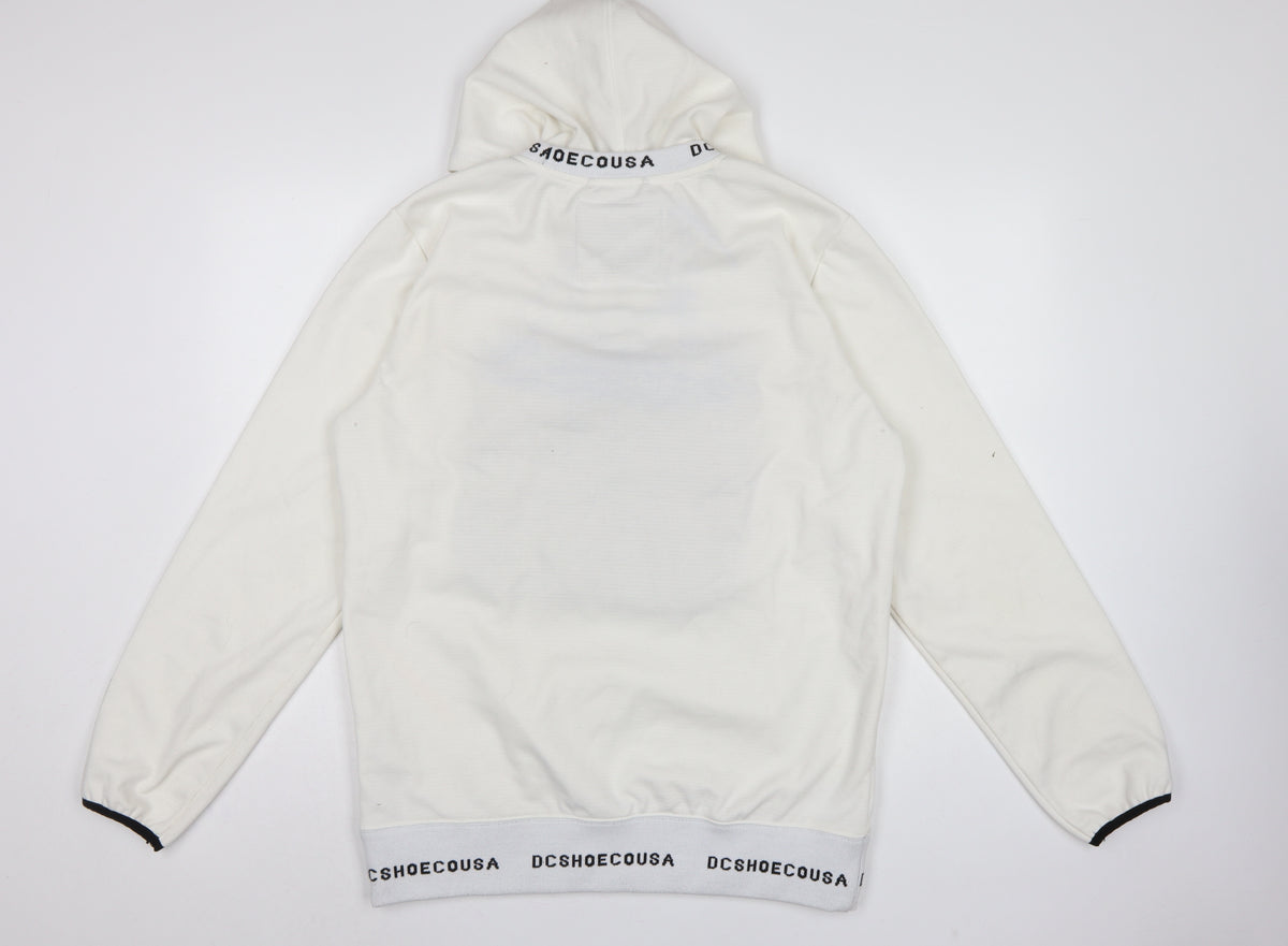 DC Shoes Men’s Ivory M Pullover Hoodie DWR Logo Check Pocket