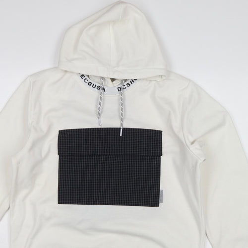 DC Shoes Men’s Ivory M Pullover Hoodie DWR Logo Check Pocket