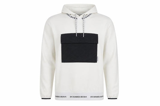 DC Shoes Men’s Ivory M Pullover Hoodie DWR Logo Check Pocket