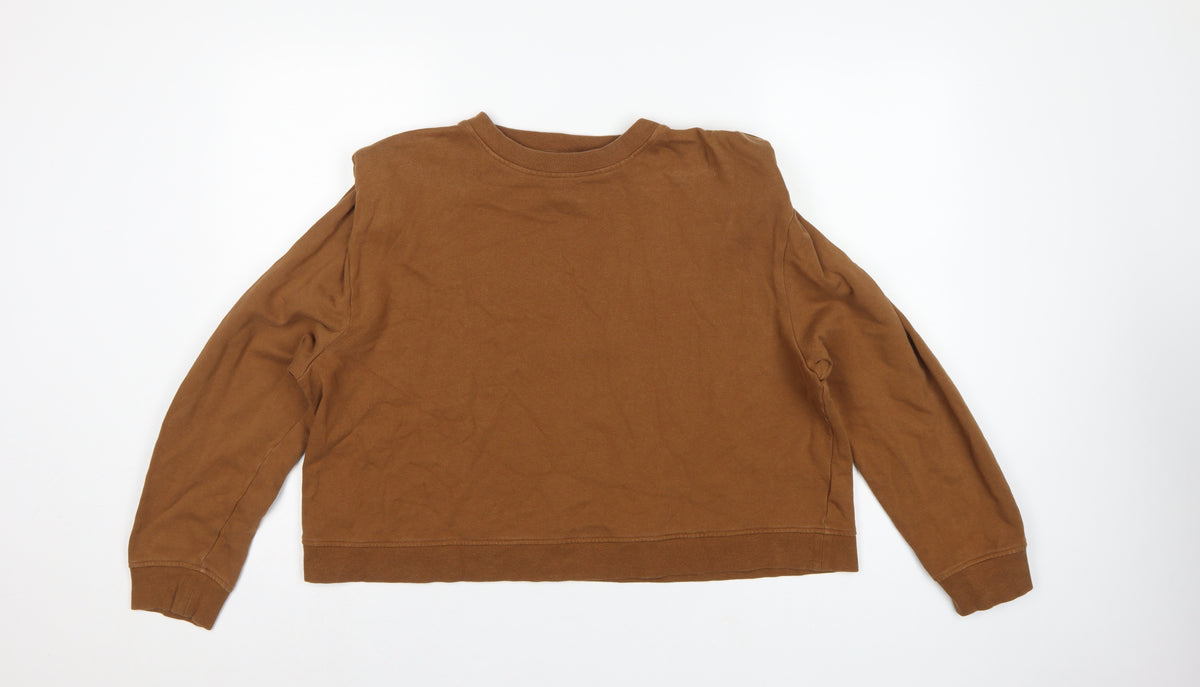 Back view of Whistles Women's Brown M Pullover Crew Neck Cotton Sweatshirt