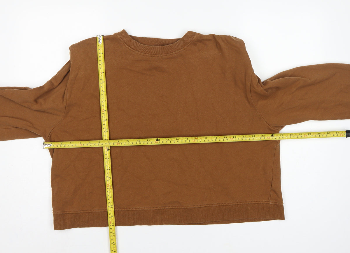 Close-up detail of Whistles Women's Brown M Pullover Crew Neck Cotton Sweatshirt