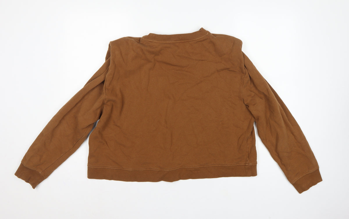 Brand and care label for Whistles Women's Brown M Pullover Crew Neck Cotton Sweatshirt